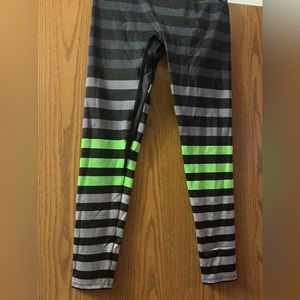 K-Deer High Rise Waisted Full Length Striped Leggings- Colleen Striped Neon